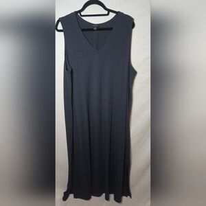 J. Jill Wearever Collection Women's 2X V-neck Sleeveless Dark Blue Maxi Dress